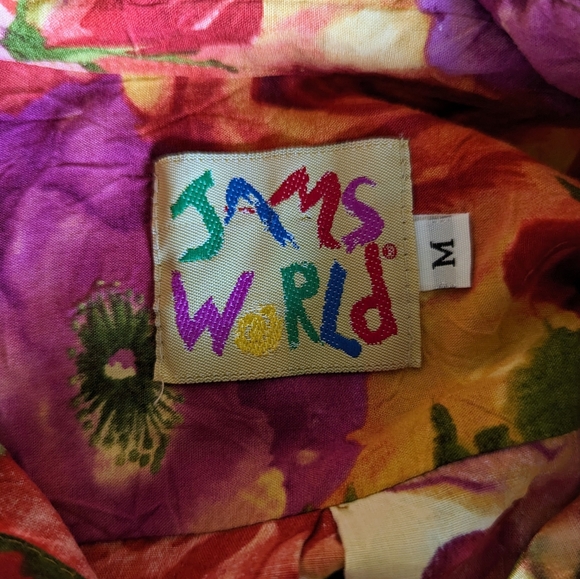 Jams World Red Potpourri Floral Mens Medium Button Down Shirt - Picture 5 of 8